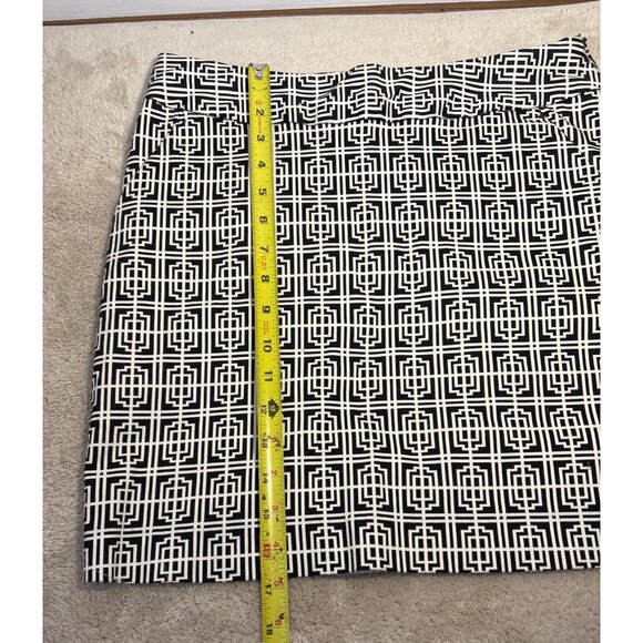 Alfred Sung Pure Geometric Black White Pencil Skirt S Cotton Spandex Side Zip - Picture 11 of 11